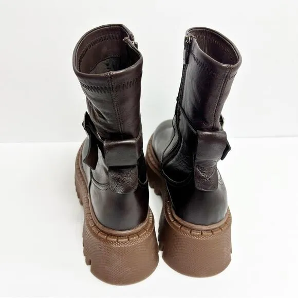 STEVE MADDEN WOMEN BROWN WITH BUCKLE BOOTS SIZE 40