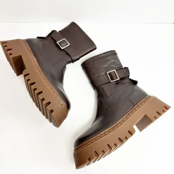 STEVE MADDEN WOMEN BROWN WITH BUCKLE BOOTS SIZE 40