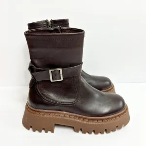 STEVE MADDEN WOMEN BROWN WITH BUCKLE BOOTS SIZE 40
