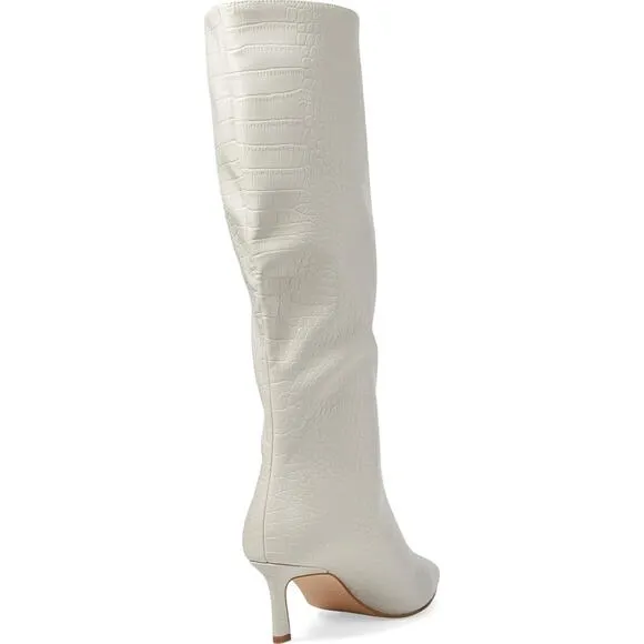 Steve Madden Women Lavan Kitten Heel Boots Size US 7.5M Bone White Croc Print