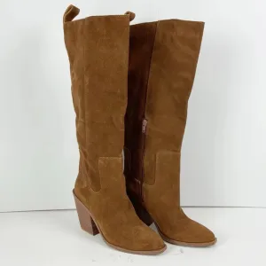 Steve Madden Women Seven Brown Suede Western Cowboy Boots Knee High 7.5 M