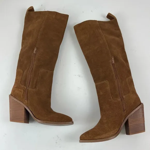 Steve Madden Women Seven Brown Suede Western Cowboy Boots Knee High 7.5 M