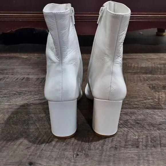 Steve Madden Zoe White Patan leather Women's Short Gogo Boots USA Size 9M