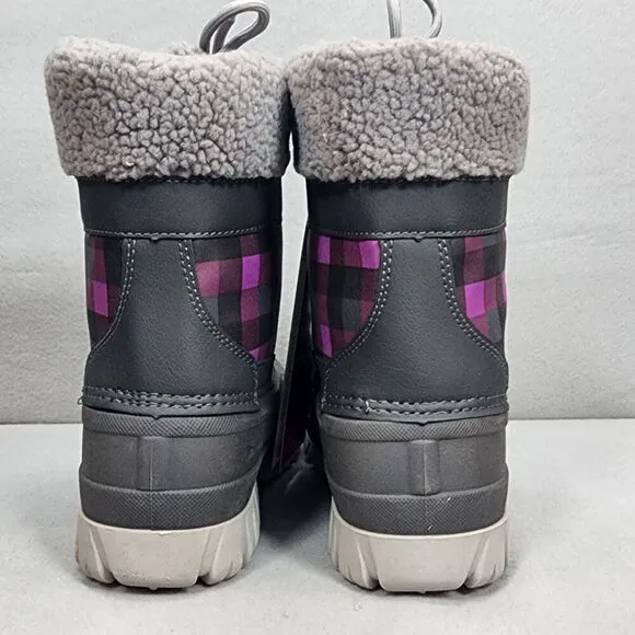 Storm by Cougar Women's Waterproof Winter Boots Gray Orchid Plaid Size 9 NEW