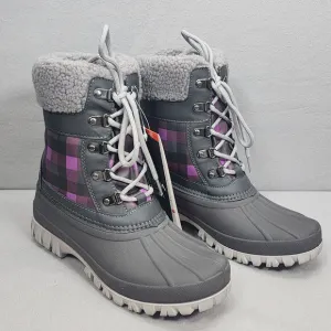 Storm by Cougar Women's Waterproof Winter Boots Gray Orchid Plaid Size 9 NEW