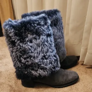Stuart Weitsman Blizzard Shearling W/Fur Cuff Boots