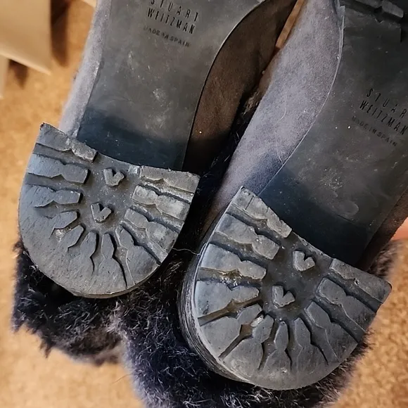 Stuart Weitsman Blizzard Shearling W/Fur Cuff Boots