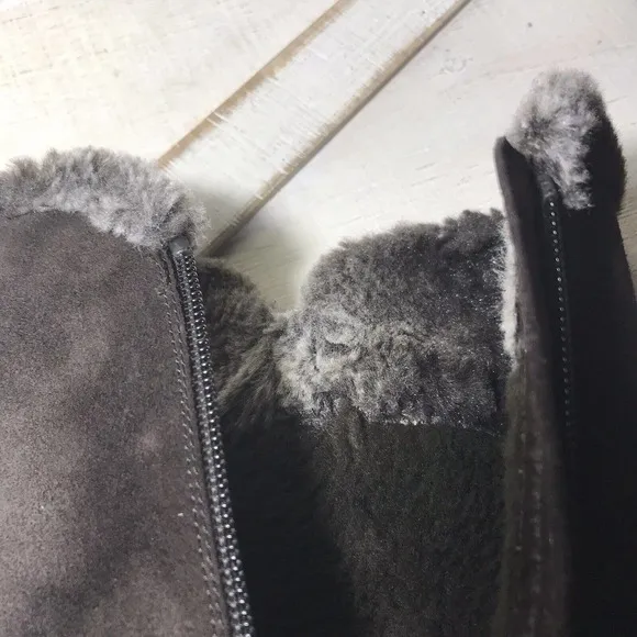 STUART WEITZMAN Brown Suede Fleece Lined Side Zip Tassel Winter Fur Boots Size 6