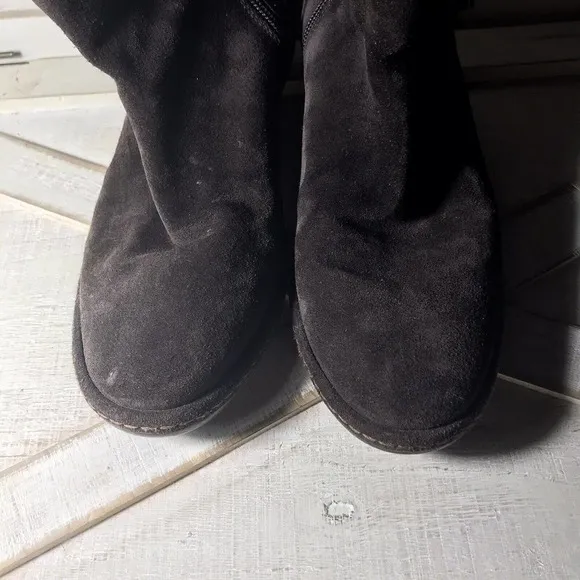 STUART WEITZMAN Brown Suede Fleece Lined Side Zip Tassel Winter Fur Boots Size 6