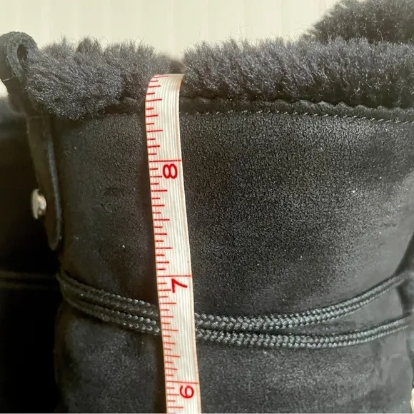 Stuart Weitzman LUGE Fleece Lined Fold Down Boots in Black Suede *Spain*