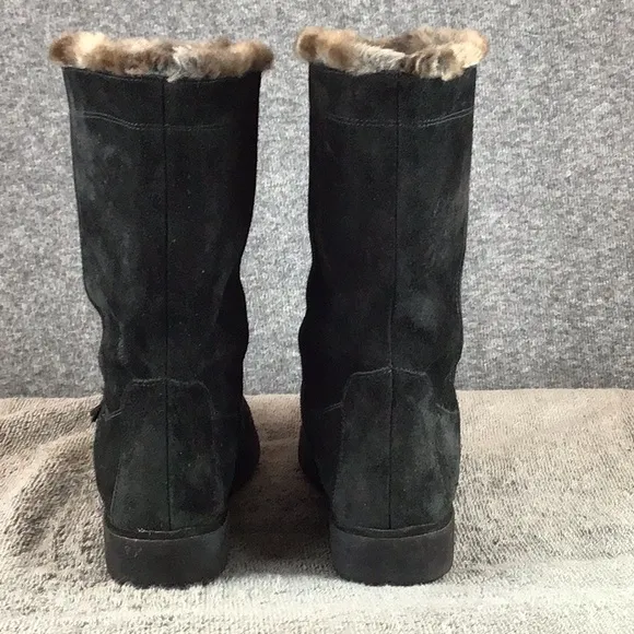 Stuart Weitzman Suede Faux Fur Lined Women's Black Boots 7.5 M