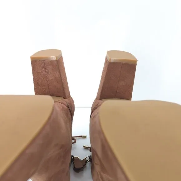 Stuart Weitzman Women 10 Gardiner Booties Boots Brown Suede Tie Pointed NEW FLAW