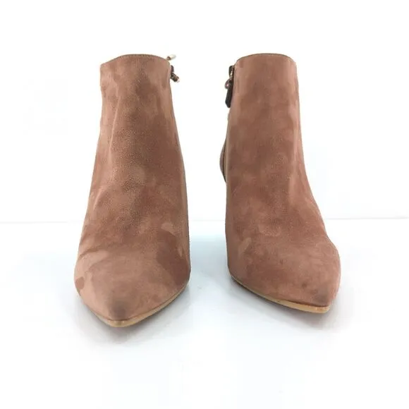 Stuart Weitzman Women 10 Gardiner Booties Boots Brown Suede Tie Pointed NEW FLAW