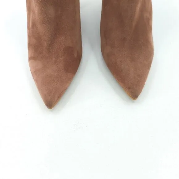 Stuart Weitzman Women 10 Gardiner Booties Boots Brown Suede Tie Pointed NEW FLAW