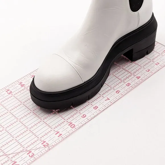 Stuart Weitzman Women Norah Chelsea Platform Boots White Leather sz 7