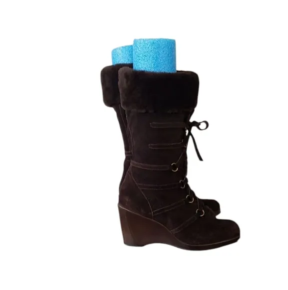 Stuart Weiztman Suede Brown Faux Fur Women's Boots Size 10