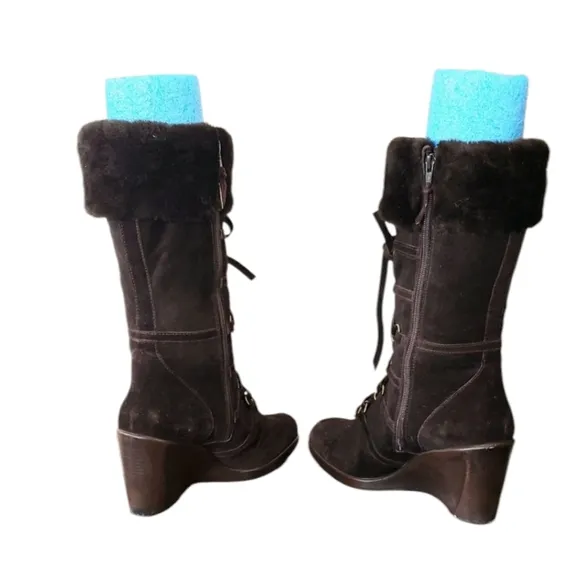 Stuart Weiztman Suede Brown Faux Fur Women's Boots Size 10