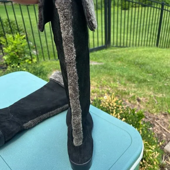 Stuart Weitzman Suede Fur Cuffed Boots