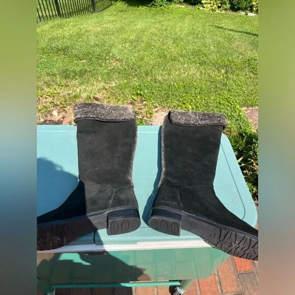 Stuart Weitzman Suede Fur Cuffed Boots