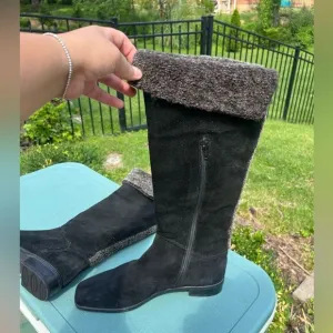 Stuart Weitzman Suede Fur Cuffed Boots