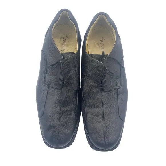 STUDIO‎ BELVEDERE Bay Bridge Oxford Shoes Mens SZ 13D Black Leather Brazil Laces