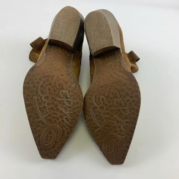 Sundance Sojourner Short Boots Cognac Brown Suede Zip Heel Western Women 37 US 7