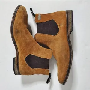 Superdry Tan Suede Chelsea Boots Size 10 Pull On Stretch Mens