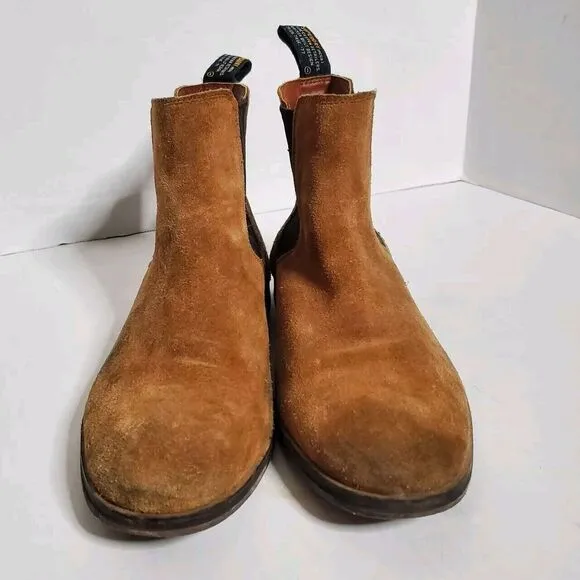 Superdry Tan Suede Chelsea Boots Size 10 Pull On Stretch Mens