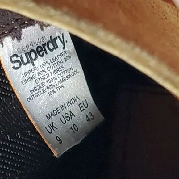 Superdry Tan Suede Chelsea Boots Size 10 Pull On Stretch Mens