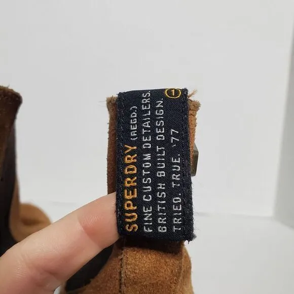 Superdry Tan Suede Chelsea Boots Size 10 Pull On Stretch Mens