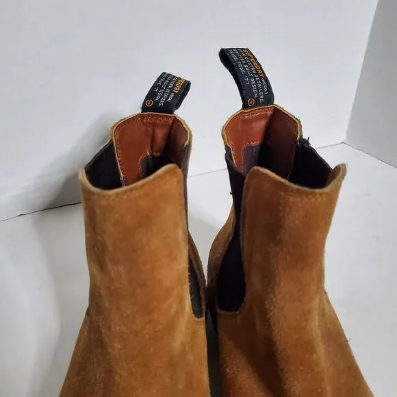 Superdry Tan Suede Chelsea Boots Size 10 Pull On Stretch Mens