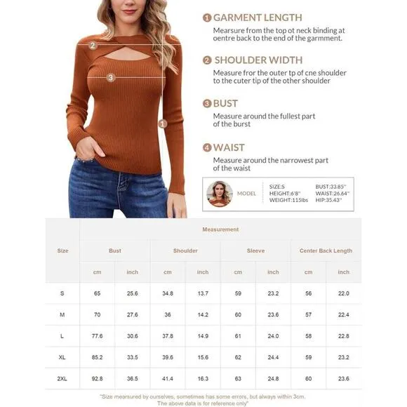 Sweaters for Women Caramel Long Sleeve Cutout Tops