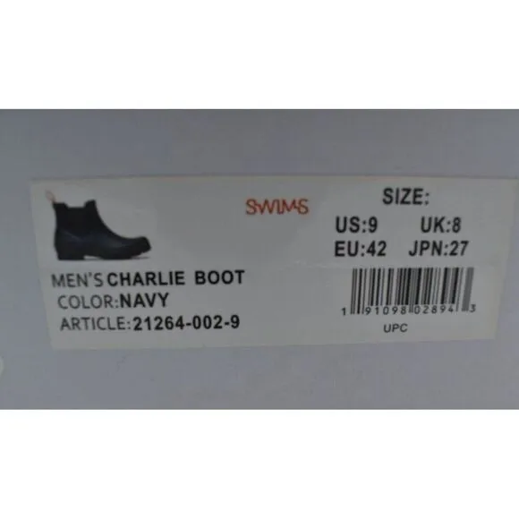 SWIMS Mens Size 9 Charlie Navy Blue Pull On Rain Boots Shoes