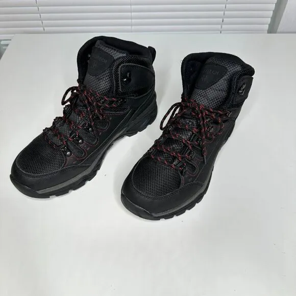 Swiss Tech Men’s Leather Hiker Boots Black Red Outdoor Size 10 NWOT