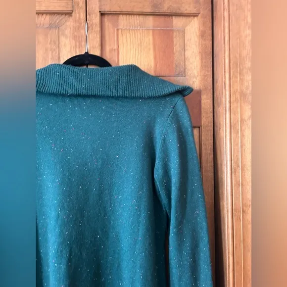 Talbots Women's Sz SP Preppy Green Supersoft Johnny Collar Sweater Dress