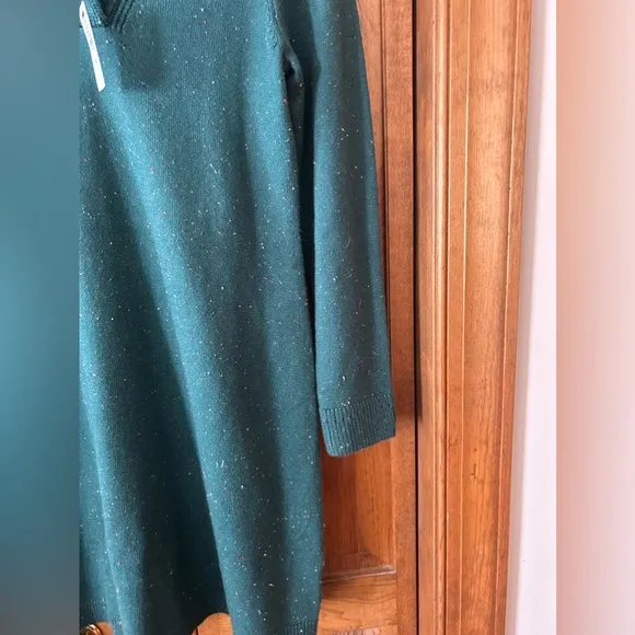 Talbots Women's Sz SP Preppy Green Supersoft Johnny Collar Sweater Dress