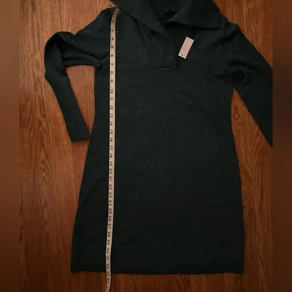 Talbots Women's Sz SP Preppy Green Supersoft Johnny Collar Sweater Dress