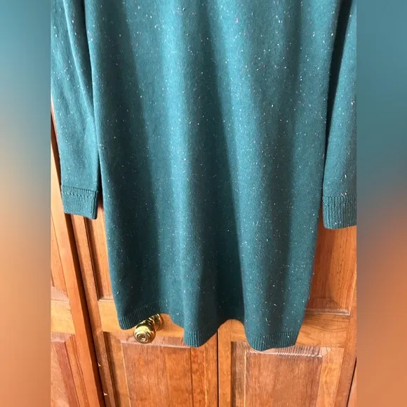 Talbots Women's Sz SP Preppy Green Supersoft Johnny Collar Sweater Dress