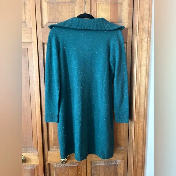 Talbots Women's Sz SP Preppy Green Supersoft Johnny Collar Sweater Dress