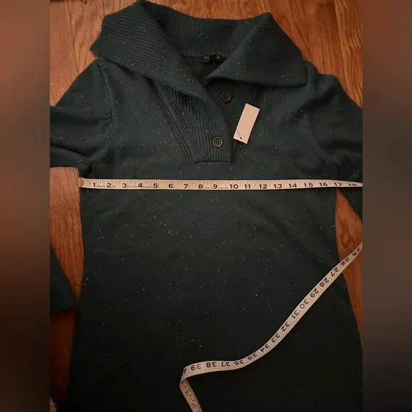 Talbots Women's Sz SP Preppy Green Supersoft Johnny Collar Sweater Dress