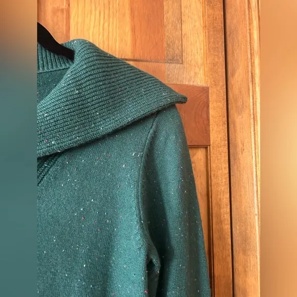 Talbots Women's Sz SP Preppy Green Supersoft Johnny Collar Sweater Dress