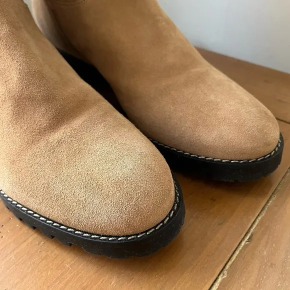 Talbots Women’s Tish Foldover Suede Faux Fur lined Ankle Boot Tan 9.5