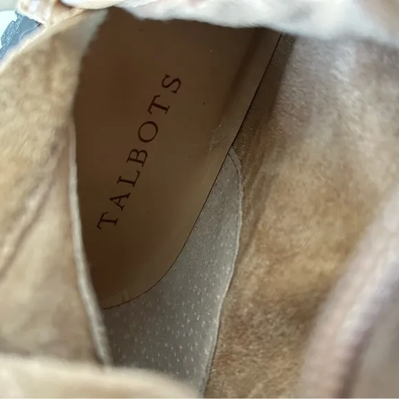 Talbots Women’s Tish Foldover Suede Faux Fur lined Ankle Boot Tan 9.5