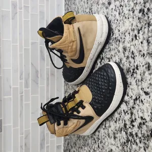Tan &amp; Black Nike Lunar Force 1 Duckboat Metallic Gold Sneaker Boots sz 7Y