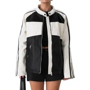Tankaneo Womens Faux Leather Black Jackets Zip up Jackets coat