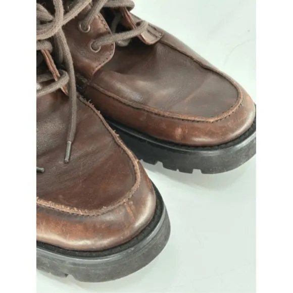 Tasso Elba Boots Men Size 8.5 Brown‎ Leather Lace Up