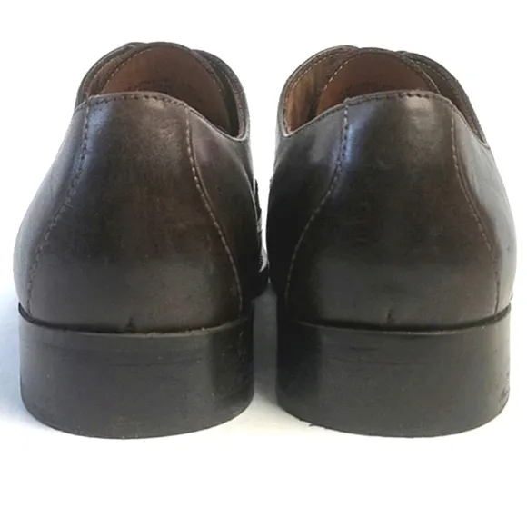 Tasso Elba Vitale Brown Leather and Suede Lace-up Wingtip Oxford Dress S…