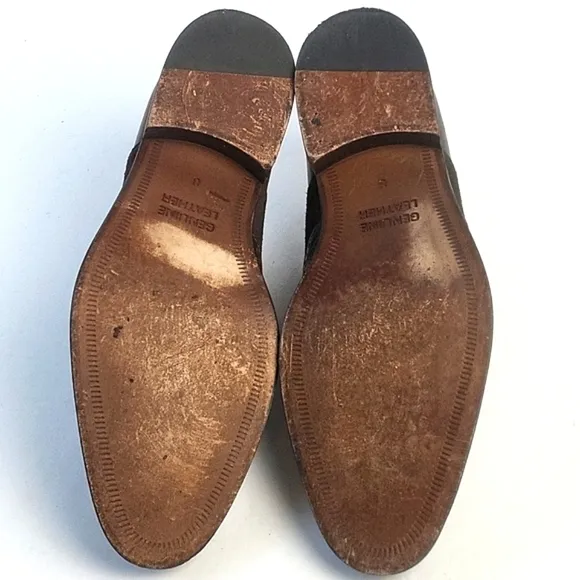 Tasso Elba Vitale Brown Leather and Suede Lace-up Wingtip Oxford Dress S…
