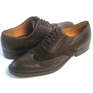 Tasso Elba Vitale Brown Leather and Suede Lace-up Wingtip Oxford Dress S…