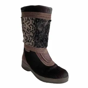Technica Boots Women Size 9B Brown Suede Animal Print Lined Calf High Italy